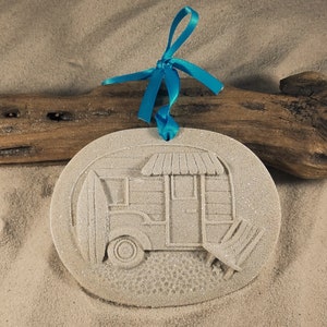 Beach Camper Surfboard Sand Ornament