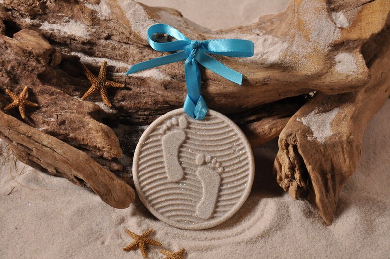 FOOTPRINTS Made With Sand Ornament Etsy