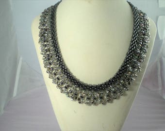 Midnight Flame Necklace; Couture, Statement Necklace, Hand Beaded