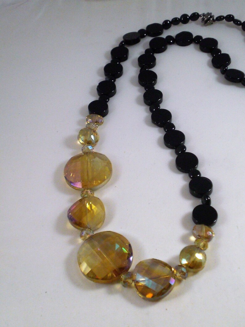 Black Onyx/agate Asymmetrical Gemstone Necklace Hand Beaded | Etsy