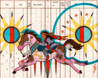 CHOCTAW ART HORSE Ledger art, native american