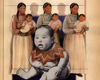 CHOCTAW ART INDIAN Baby Ledger Art  native american