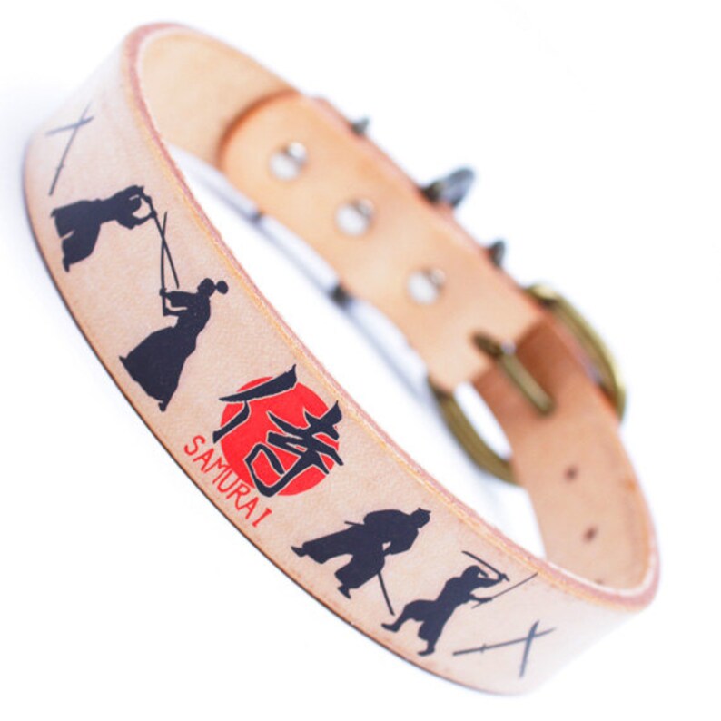 Japanese 1inch width leather large dog collar SAMURAI kanji Etsy