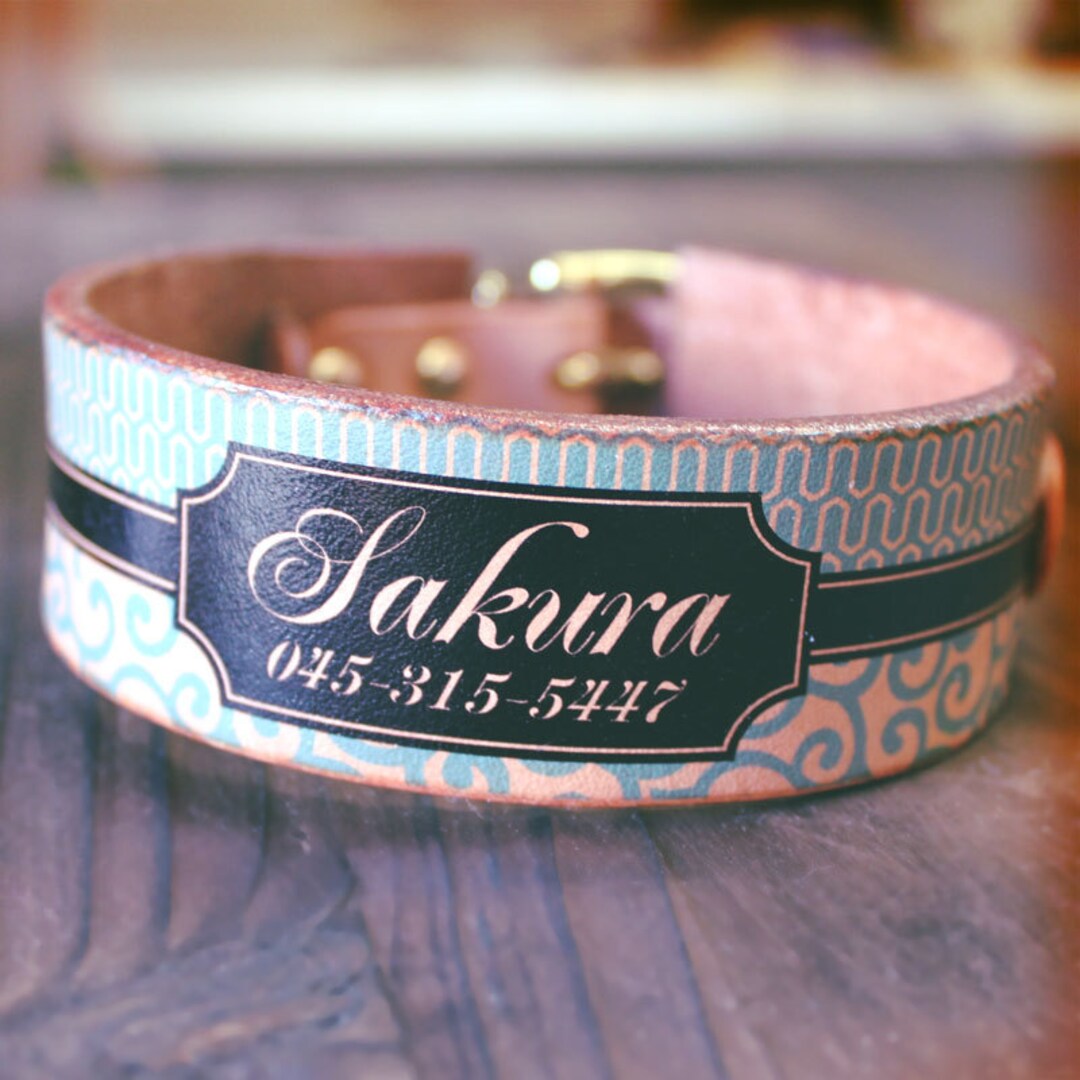 Personalized Dog Collar Japanese 1.18inches Width Leather Etsy