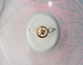 Sakura Cardcaptor Ring: Sterling Silver Star Staff with Tourmaline