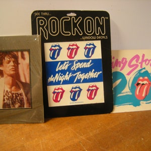 vtge Rolling Stones memorabilia-Mick Jagger photo-fan postcard-window decals-ephemera-
