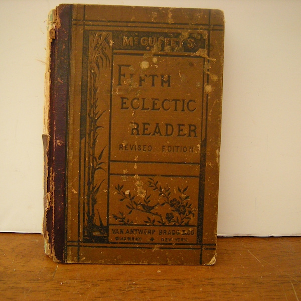 antique book-fifth eclectic reader-copyright 1879-school book-prose and poetry-child book-