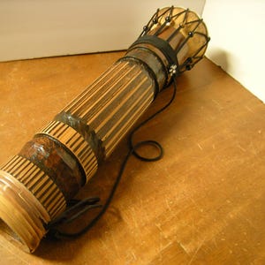 vtge drum-long drum-African drum-carved wood-music instrument-percussion-folklore-dancing-