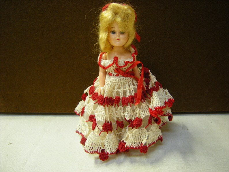 vintage doll-collection doll-crocheted dress-shelf decor-collection-retro image 1