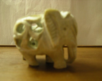 vintage carved soapstone figurine-elephant figurine-shelf decor-collection-elephant statuette-