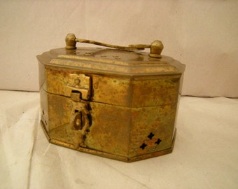 brass box-hexagone box-trinket box-jewelry box-vanity top decor-box with handle-storage-organization-