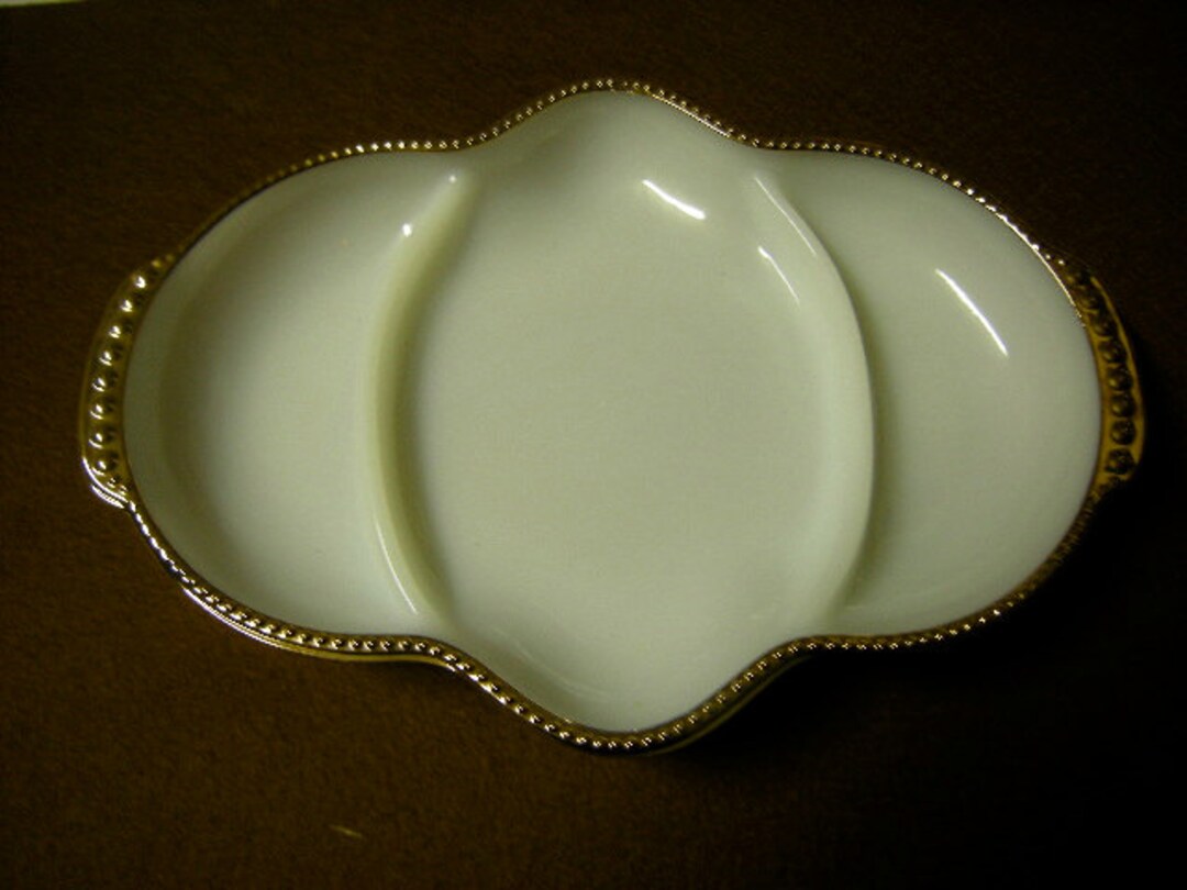 Fire King Trayfire King Platter3 Compartments Traygold Etsy