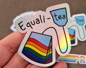 Equalität Gay Pride Sticker Set, Glitzer Sticker für LGBTQIA+, 4-teiliges Stickerpack