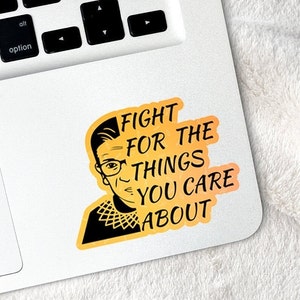 8 Feminist Stickers, featuring Ruth Bader Ginsburg, strong women stickers.