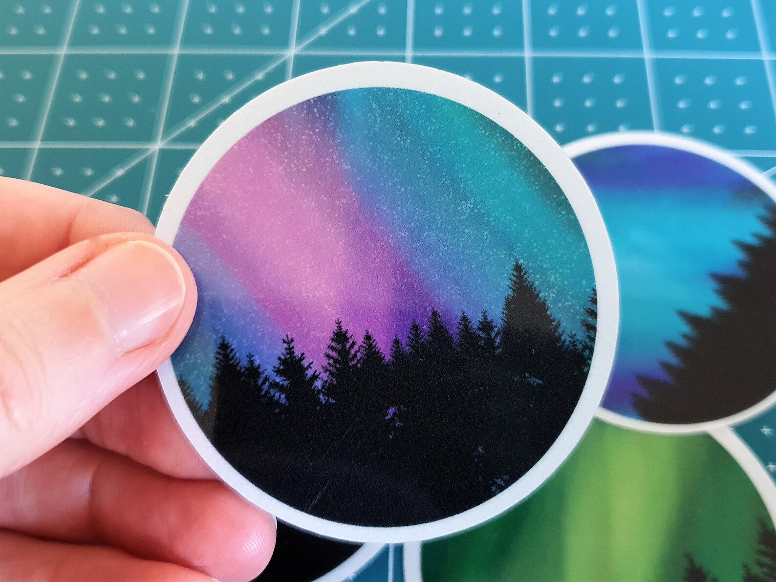 Northern Lights Landscape Stickers 4pack of radiant Etsy
