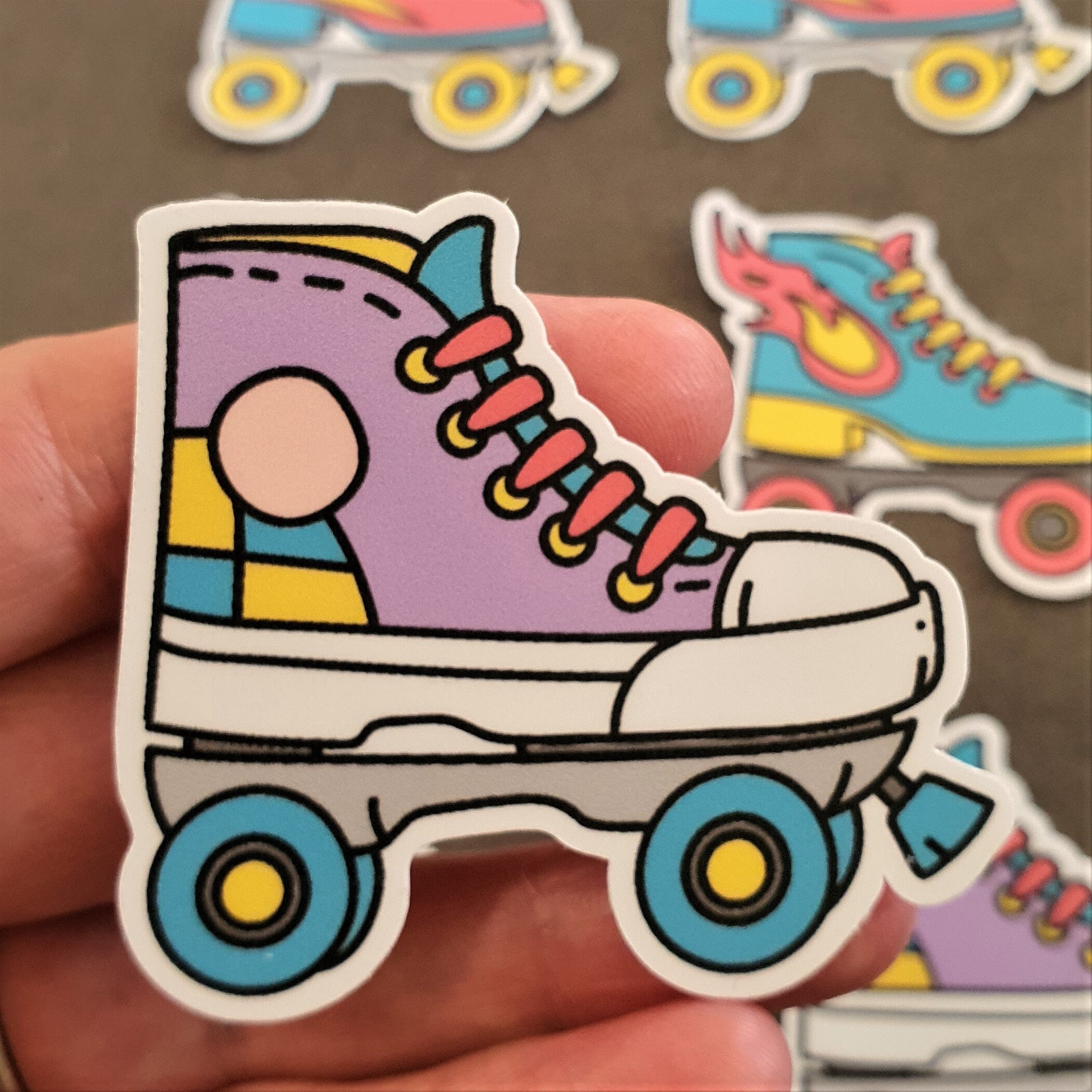 Roller Skate Stickers, 6 Rollerskating Stickers in the Set, Glitter Sticker  Option 