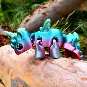 Regenbogen Einhorn Flexi Spielzeug: Gelenkiger 3D-Druck Fidget