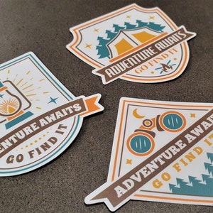 3 Adventure Inspiration Stickers, for those who wander but are not lost, sticker pack for cars, caravans, motorhomes