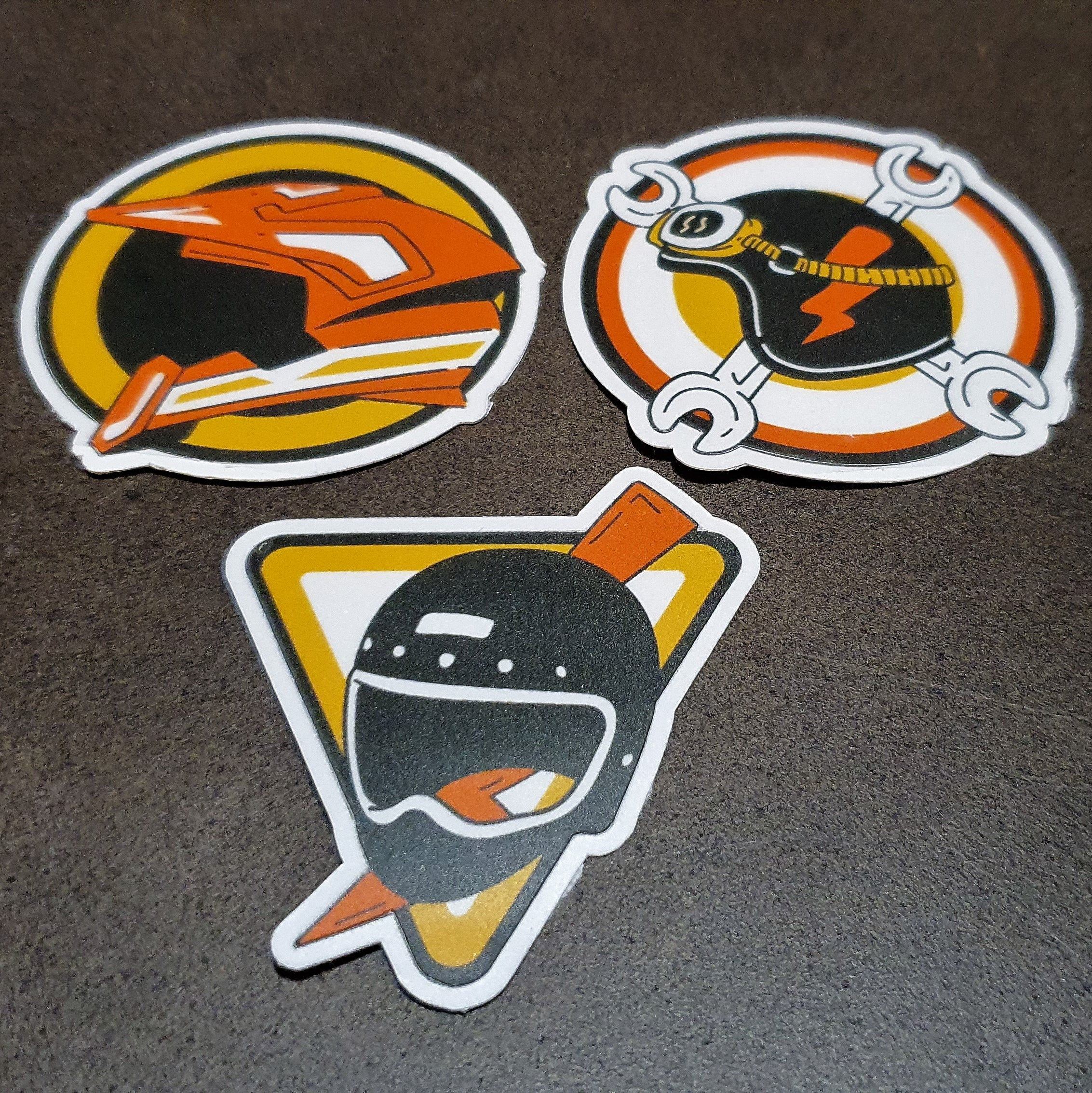 Helmet Sticker Back Retro Motorcycle Helmet, Die-cut, 3-sticker Pack With a Satin Finish - Etsy