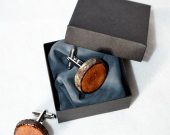 Rustic Wood cufflinks, plain varnished Oak tree wooden cufflinks, Men's accessory, personalised gift for Him, rustic cufflinks, oak tree