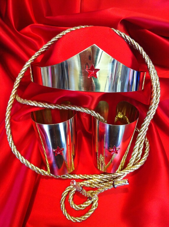 wonder woman cuffs AND Tiara Lasoo ......Hand crafted Polished brass or steel