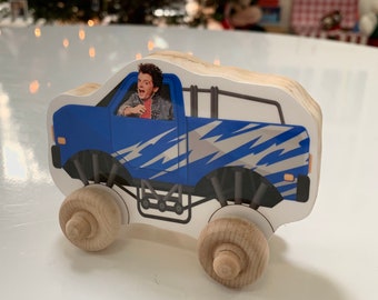 Christmas Custom Photo Monster Truck Wood Car, Personalized Birthday Boy Girl Gift, Wooden Push Toy, Kid's Toddler Preschool Vehicle