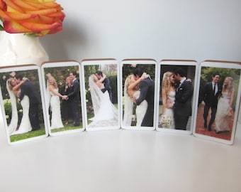 Personalized Handmade Wedding Photo Wood Blocks perfect for home, wedding gift, engagement gift Set of 6