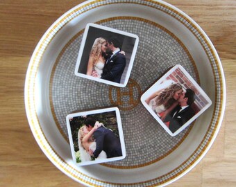 Custom Handmade Wedding Photo Wood Blocks perfect for home, personal wedding or engagement gift, Set of 3