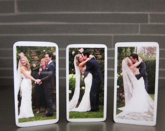 Custom Handmade Wedding Photo Wood Blocks perfect for home, personal wedding or engagement gift, Set of 3