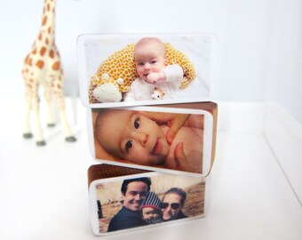 Personalized Baby or Pregnancy Photo Wood Blocks great baby shower or newborn gift, Set of 3