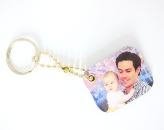 Custom Photo Mini Keychain, perfect gift idea for grandparents, holidays, birthdays, newparents, father's day gift, gift for him