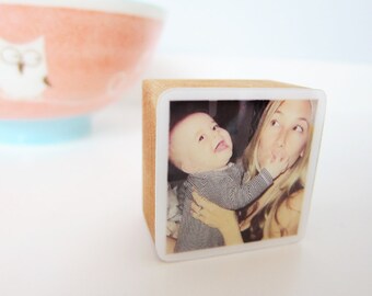 Personalized Photo Wooden Block, gift for Christmas, grandparents, new dad fathers