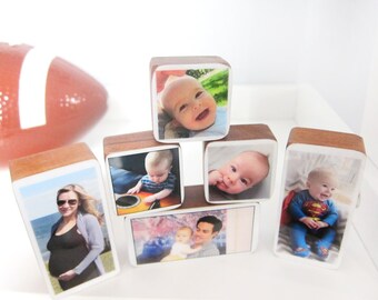 Personalized Baby or Pregnancy Photo Wood Blocks great baby shower or newborn gift, 6 Variety Sizes