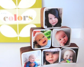 Personalized Baby or Pregnancy Photo Wood Blocks great baby shower gift, Christmas gift, Set of 6
