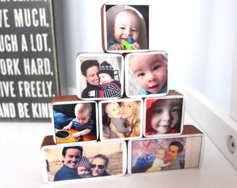 Personalized Baby Photo or Pregnancy Wooden Blocks great for nursery or baby shower gifts, 8 Variety Sizes