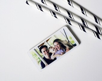 Set of 6, Magnet Photo Personalized Mini in Poplar Wood of your baby, Mother's day, family great gift for grandparents, Christmas