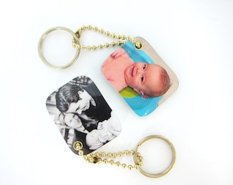 2 Personalized Photo Mini Keychains, perfect gift idea for grandparents, holidays, birthdays, newparents, gift, father's day Mother's day