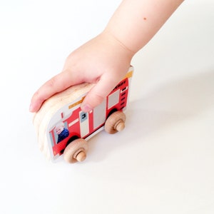 Custom Photo Wood Car, Personalized Birthday Boy Girl Gift, Wooden Push Toy, Kid's Toddler Preschool Vehicle, Christmas, Train image 4