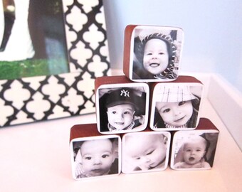 Black and white Photo Wood Blocks great gift idea or nursery decor Set of 6