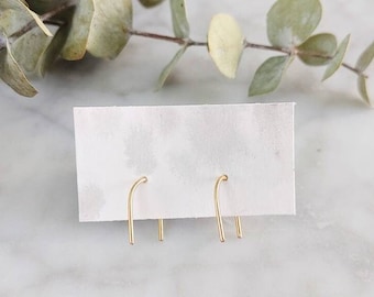 The Annie - 18K Gold Plated | Wire Earrings | Minimalist Studs | Open Hoop Earrings