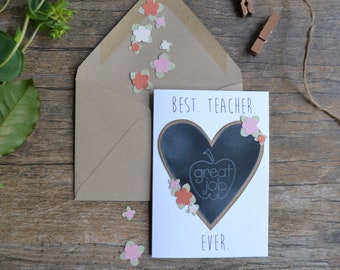 teacher appreciation card, best teacher ever card, thank you teacher card, teacher appreciation gift, card for teachers, teacher card