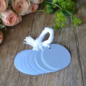 baby blue circle tags with string, boy baby shower hang tags, baby blue favor tags, baby blue gift tags, baby blue price tags