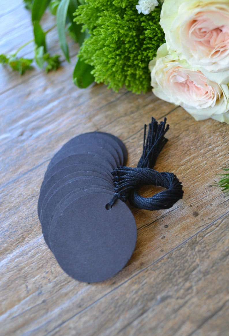 Black Circle Tags With String Black Circle Price Tags Circle Etsy