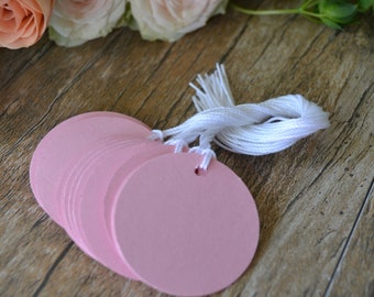 baby pink circle tags with string, baby pink price tags, baby pink favor tags, baby pink gift tags, bulk gift tags, bulk price tags