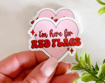 I'm Here For The Red Flags Sticker Smut Reader Bookish Merch Booktok Sticker Red Flag Smut Sticker Spicy Book Sticker Waterproof Sticker
