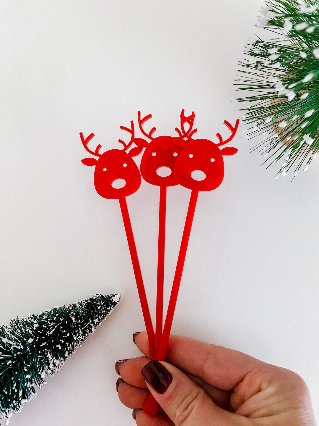 Reindeer Drink Stirrer Christmas Drink Stirrers Christmas Swizzle Stick
