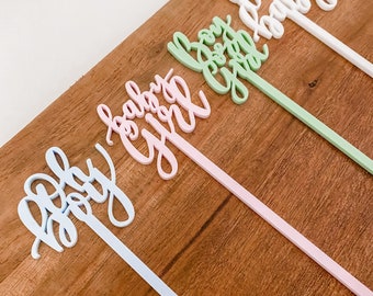 Baby Shower Decor Baby Shower Drink Stirrers Party Cocktail Sticks Swizzle Stick Oh Baby Drink Stirrer Beverage Stirrer Gender Reveal