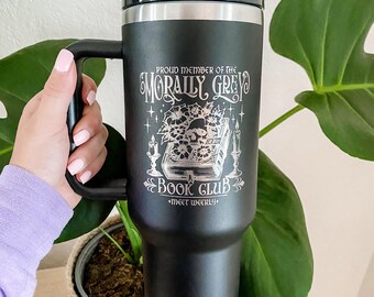Vaso Morally Grey de 40 oz Vaso de regalo de romance oscuro Taza de libro obsceno Regalos para amantes de los libros Booktok Vaso con temática de libro del club de lectura Morally Grey