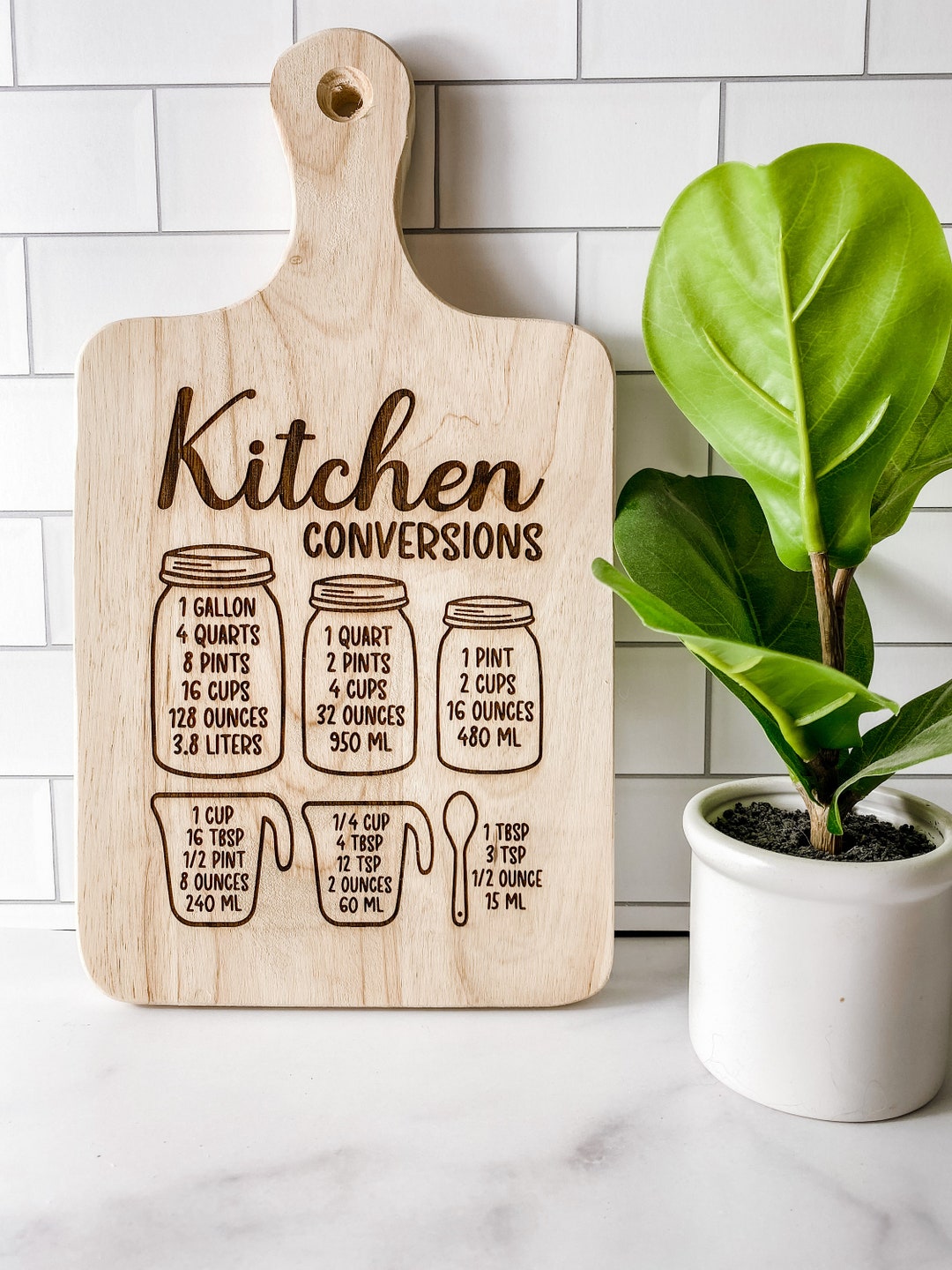 Kitchen Conversion Cutting Board Kitchen Conversion Chart Engraved