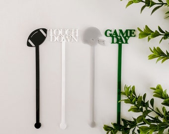 Agitadores de bebidas de fútbol Superbowl Party Decor Football Stir Sticks Superbowl Drink Stirrers Acrílico Bebida Agitadores Tema de fútbol